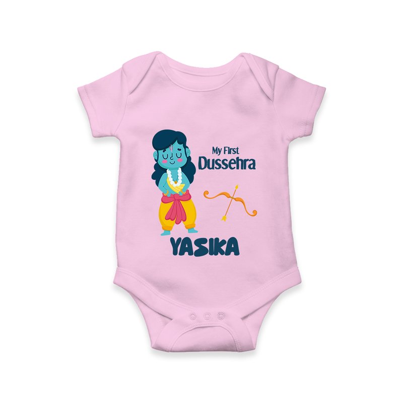 Baby's First Dussehra Romper | Custom Romper for Little Devotees - BABY PINK - New Born (Chest 14")