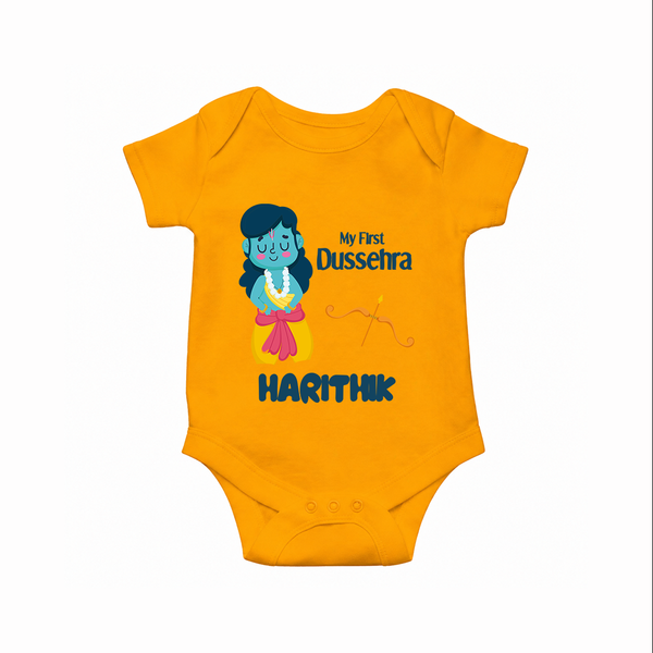 My First Dussehra Divine Princess Bow Romper - CHROME YELLOW - New Born (Chest 14")