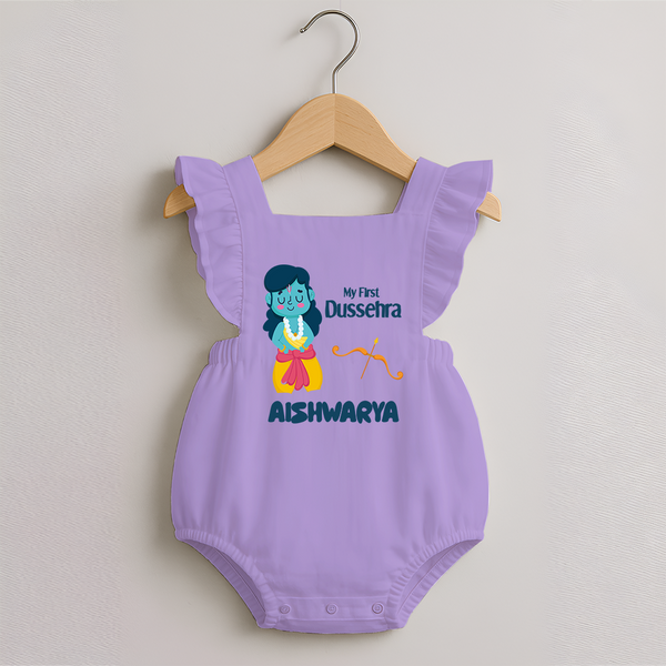 My First Dussehra Divine Princess Bow Romper frock - LILAC - 0 - 3 Months Old (Chest 19")