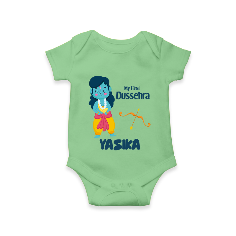 Baby's First Dussehra Romper | Custom Romper for Little Devotees - GREEN - New Born (Chest 14")