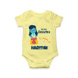 My First Dussehra Divine Princess Bow Romper - PASTEL YELLOW - New Born (Chest 14")