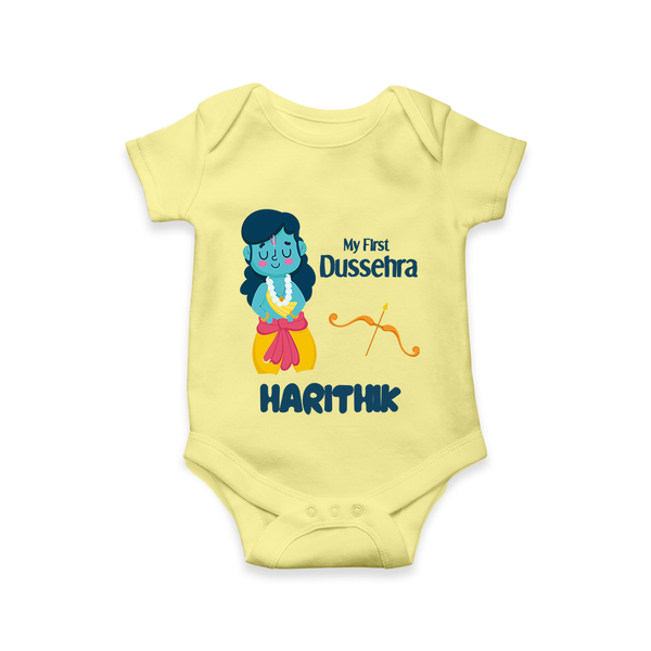 My First Dussehra Divine Princess Bow Romper - PASTEL YELLOW - New Born (Chest 14")