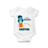 My First Dussehra Divine Princess Bow Romper - WHITE - New Born (Chest 14")