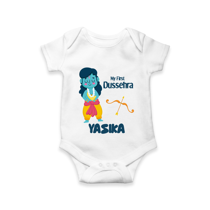Baby's First Dussehra Romper | Custom Romper for Little Devotees - WHITE - New Born (Chest 14")