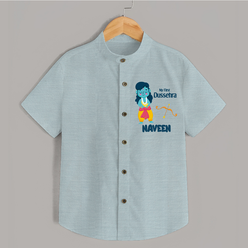 Baby's First Dussehra Shirt | Custom Shirt for Little Devotees - ARCTIC BLUE - 0 - 6 Months Old (Chest 23")