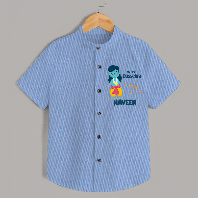 Baby's First Dussehra Shirt | Custom Shirt for Little Devotees - SKY BLUE - 0 - 6 Months Old (Chest 23")