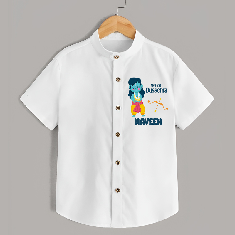 Baby's First Dussehra Shirt | Custom Shirt for Little Devotees - WHITE - 0 - 6 Months Old (Chest 23")