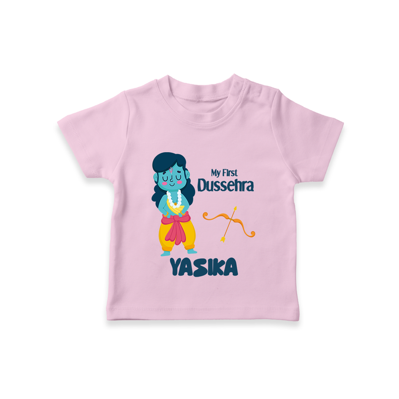 Baby's First Dussehra Tshirt | Custom Tshirt for Little Devotees - BABY PINK - 0-5 Months Old (Chest 17")