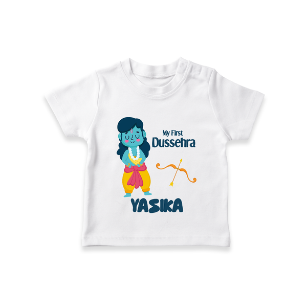 Baby's First Dussehra Tshirt | Custom Tshirt for Little Devotees - WHITE - 0-5 Months Old (Chest 17")