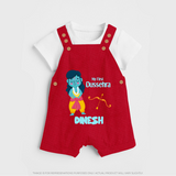 Baby's First Dussehra Dungaree Set | Custom Dungaree Set for Little Devotees - RED - 0 - 5 Months Old (Chest 18")