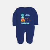 My First Dussehra Divine Princess Bow Full Body Suit - NAVY BLUE - New Born (Chest 7.5")