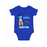 My First Dussehra Divine Princess Bow Romper - COBALT BLUE - New Born (Chest 14")