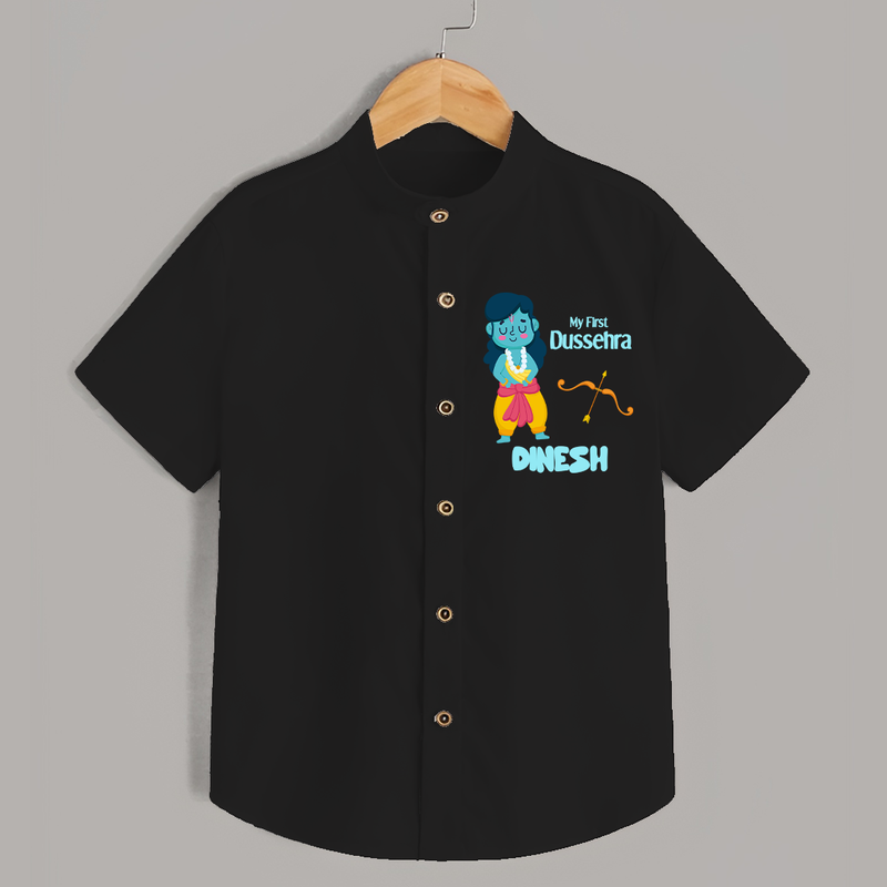 Baby's First Dussehra Shirt | Custom Shirt for Little Devotees - BLACK - 0 - 6 Months Old (Chest 23")