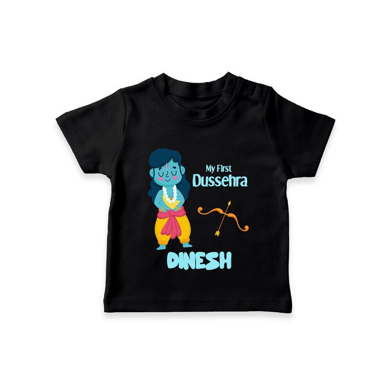 Baby's First Dussehra Tshirt | Custom Tshirt for Little Devotees - BLACK - 0-5 Months Old (Chest 17")
