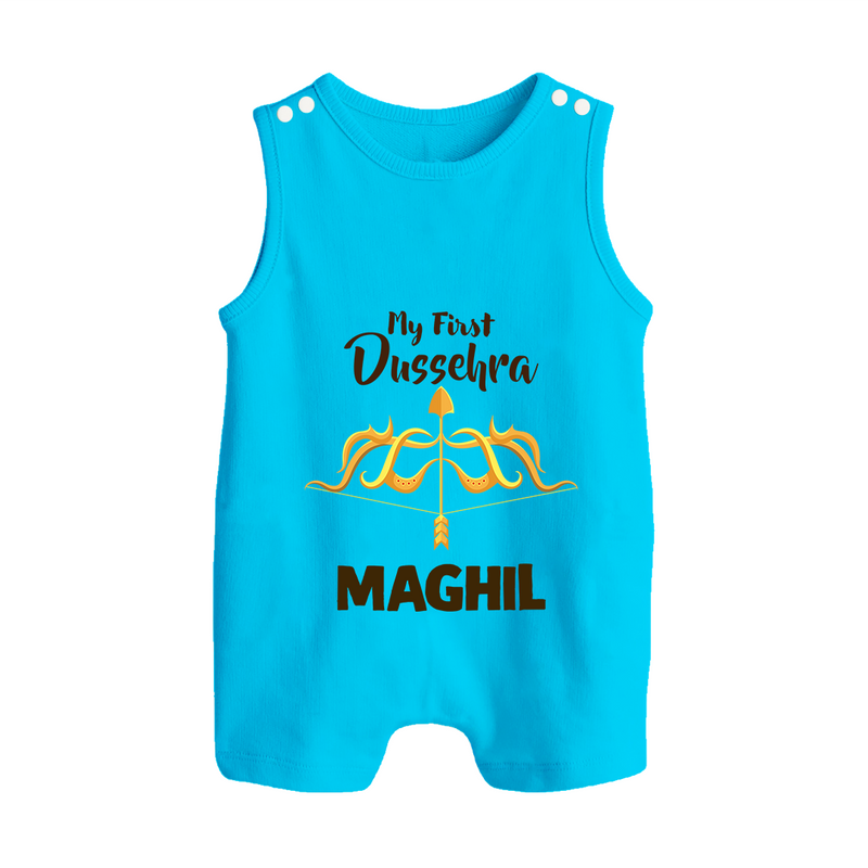 Little Ram Lalla My First Dussehra Romper Suit | Personalized Baby Outfit - SKY BLUE - 0 - 5 Months Old (Chest 18")
