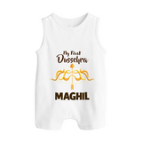 Little Ram Lalla My First Dussehra Romper Suit | Personalized Baby Outfit - WHITE - 0 - 5 Months Old (Chest 18")