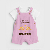 My First Dussehra Golden Arrow Dungaree - BABY PINK - 0 - 5 Months Old (Chest 18")