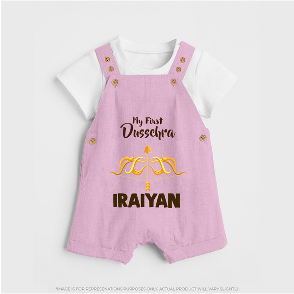 My First Dussehra Golden Arrow Dungaree - BABY PINK - 0 - 5 Months Old (Chest 18")