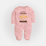 Little Ram Lalla My First Dussehra Sleep Suit | Personalized Baby Outfit - BABY PINK - New Born (Chest 7.5")