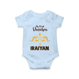 My First Dussehra Golden Arrow Romper - BABY BLUE - New Born (Chest 14")