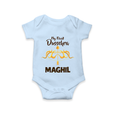Little Ram Lalla My First Dussehra Romper | Personalized Baby Outfit - BABY BLUE - New Born (Chest 14")