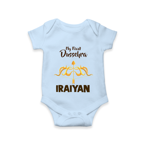 My First Dussehra Golden Arrow Romper - BABY BLUE - New Born (Chest 14")