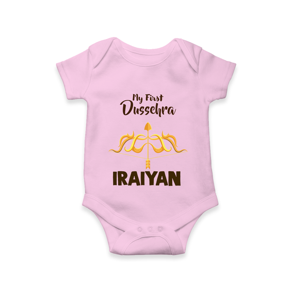 My First Dussehra Golden Arrow Romper - BABY PINK - New Born (Chest 14")