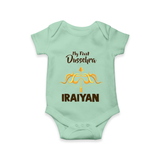 My First Dussehra Golden Arrow Romper - MINT GREEN - New Born (Chest 14")