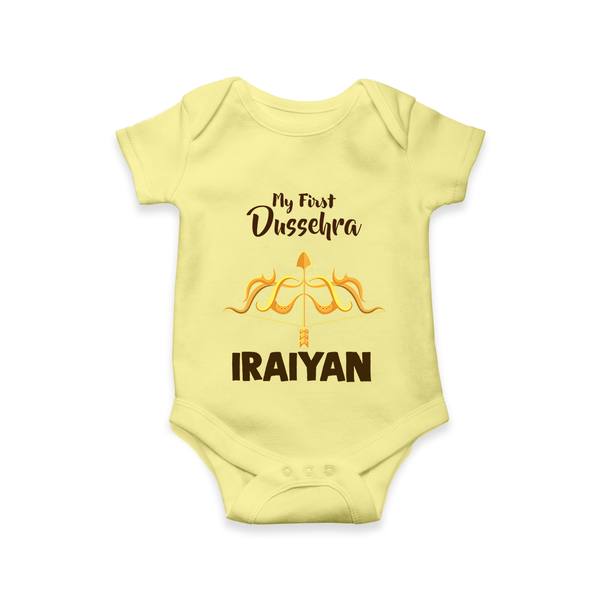 My First Dussehra Golden Arrow Romper - PASTEL YELLOW - New Born (Chest 14")