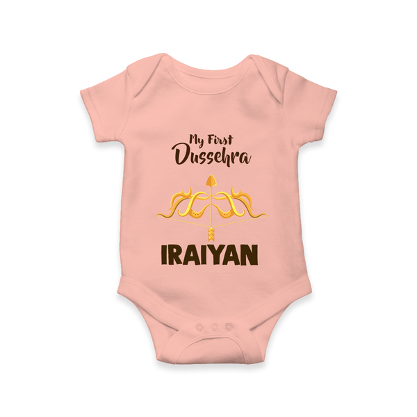 My First Dussehra Golden Arrow Romper - PEACH - New Born (Chest 14")