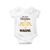 Little Ram Lalla My First Dussehra Romper | Personalized Baby Outfit - WHITE - New Born (Chest 14")