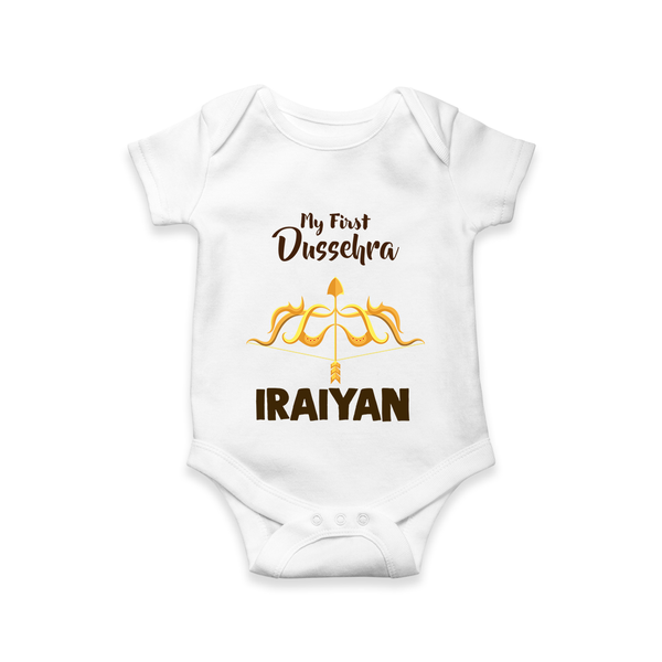 My First Dussehra Golden Arrow Romper - WHITE - New Born (Chest 14")