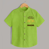 Little Ram Lalla My First Dussehra Shirt | Personalized Baby Outfit - LIME GREEN - 0 - 6 Months Old (Chest 23")