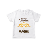 Little Ram Lalla My First Dussehra Tshirt | Personalized Baby Outfit - WHITE - 0-5 Months Old (Chest 17")