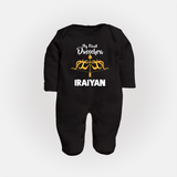 My First Dussehra Golden Arrow Full Body Suit - BLACK - New Born (Chest 7.5")