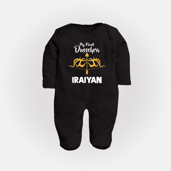 My First Dussehra Golden Arrow Full Body Suit - BLACK - New Born (Chest 7.5")