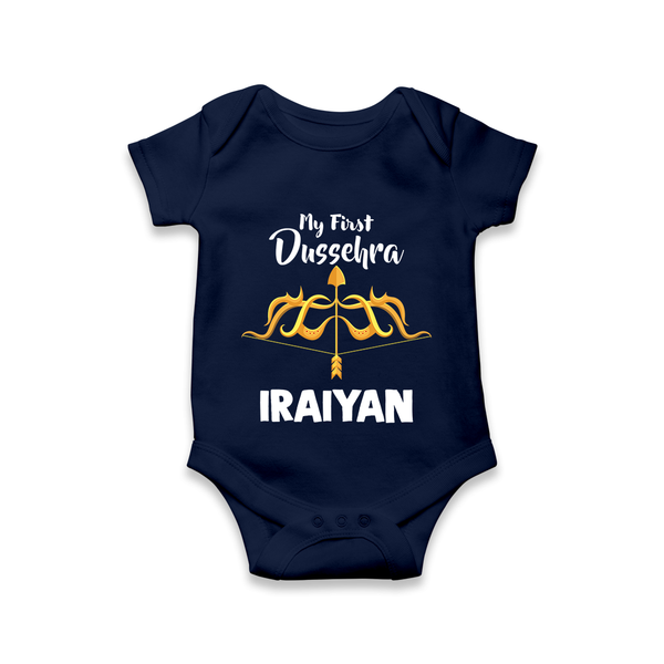 My First Dussehra Golden Arrow Romper - NAVY BLUE - New Born (Chest 14")