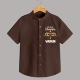 Little Ram Lalla My First Dussehra Shirt | Personalized Baby Outfit - CHOCOLATE BROWN - 0 - 6 Months Old (Chest 23")
