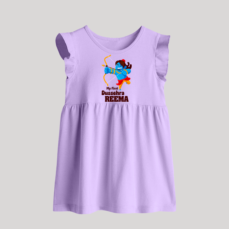 Mini Ram My First Dussehra Baby Frock | Custom Baby Frock for Festival - LILAC - 0 - 3 Months Old (Chest 17")