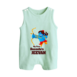 My First Dussehra Blue Warrior Button Romper - MINT GREEN - New Born (Chest 18")
