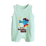 Mini Ram My First Dussehra Romper Suit | Custom Baby Romper Suit for Festival - MINT GREEN - 0 - 5 Months Old (Chest 18")