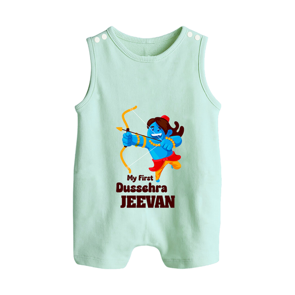 My First Dussehra Blue Warrior Button Romper - MINT GREEN - New Born (Chest 18")