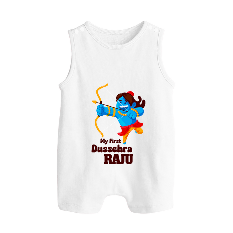 Mini Ram My First Dussehra Romper Suit | Custom Baby Romper Suit for Festival - WHITE - 0 - 5 Months Old (Chest 18")