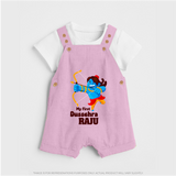 Mini Ram My First Dussehra Dungaree Set | Custom Baby Dungaree Set for Festival - BABY PINK - 0 - 5 Months Old (Chest 18")