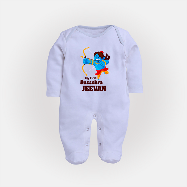 My First Dussehra Blue Warrior Full Body Suit - BABY BLUE - New Born (Chest 7.5")