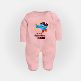 Mini Ram My First Dussehra Sleep Suit | Custom Baby Sleep Suit for Festival - BABY PINK - New Born (Chest 7.5")
