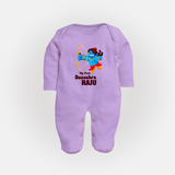 Mini Ram My First Dussehra Sleep Suit | Custom Baby Sleep Suit for Festival - LILAC - New Born (Chest 7.5")
