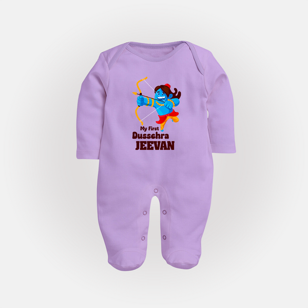 My First Dussehra Blue Warrior Full Body Suit - LILAC - New Born (Chest 7.5")