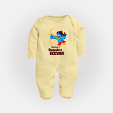 My First Dussehra Blue Warrior Full Body Suit - PASTEL YELLOW - New Born (Chest 7.5")