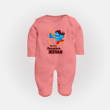 My First Dussehra Blue Warrior Full Body Suit - PEACH - New Born (Chest 7.5")